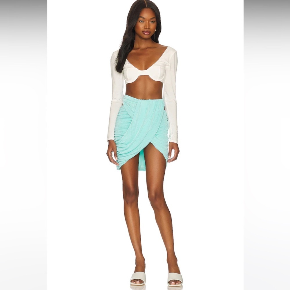 NWT Superdown Aracely Wrap Skirt in Sky Blue